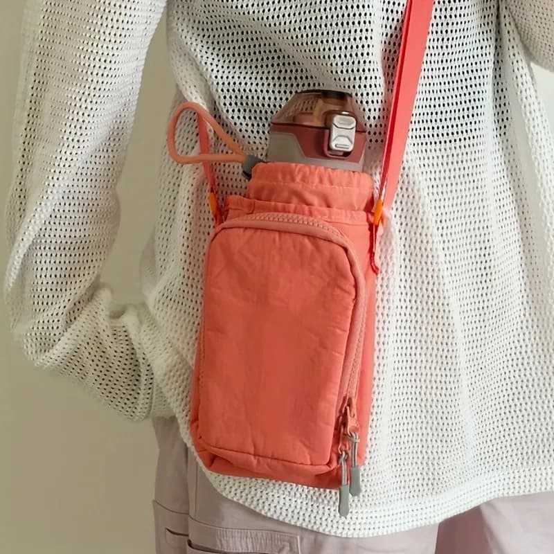 Nylon Crossbody Bag with Adjustable Strap, Phone and Bottle Pocket | Zipper Closure, Minimalist Bag Design, Everyday Carry Bag