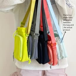 Nylon Crossbody Bag with Adjustable Strap, Phone and Bottle Pocket | Zipper Closure, Minimalist Bag Design, Everyday Carry Bag