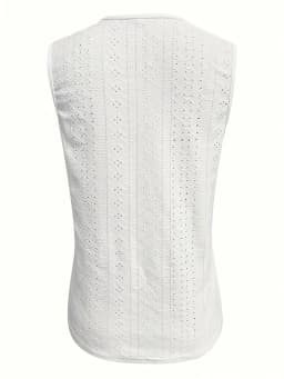 Women's Eyelet Embroidery Tank Top Symmetrical Straps with Buckle V Neck Casual Sleeveless Cami Tops