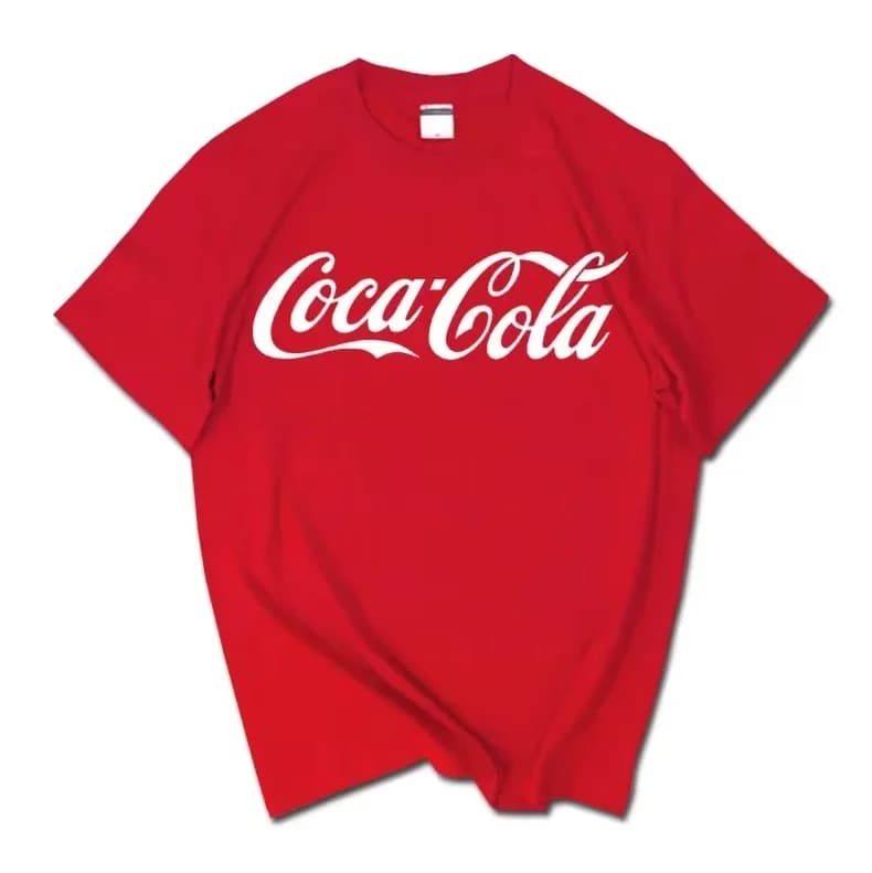 Classic Coca-Cola Logo Print T-shirt Men Women Casual Loose Cotton Short Sleeve Tee Retro Streetwear Unisex Tops t shirt