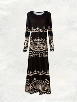 Women Long Sleeve Dress Vintage Style A Line Midi Dress Casual Office Wear Fall Winter Solid Color Elegant Everyday Dress