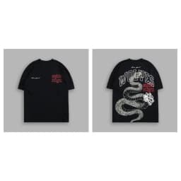 2026 Wolf Head Warrior Short-Sleeved Men's and Women's American Style Sporty Casual Loose-Weave Printed Cotton T-Shirt