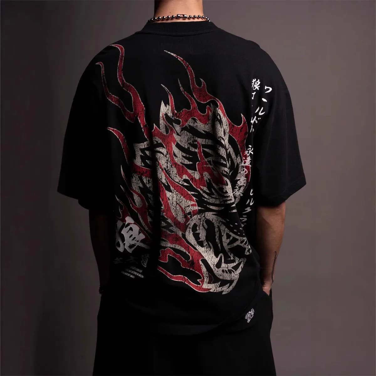 2026 Wolf Head Warrior Short-Sleeved Men's and Women's American Style Sporty Casual Loose-Weave Printed Cotton T-Shirt