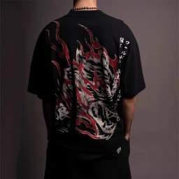 2026 Wolf Head Warrior Short-Sleeved Men's and Women's American Style Sporty Casual Loose-Weave Printed Cotton T-Shirt