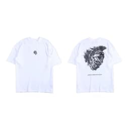 2026 Wolf Head Warrior Short-Sleeved Men's and Women's American Style Sporty Casual Loose-Weave Printed Cotton T-Shirt