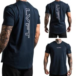 New GYM Fitness Sports Boys Short Sleeve Leisure All Fashion Brand Outdoor Fitness Exercise Elastic Fashion T-shirt Round Collar