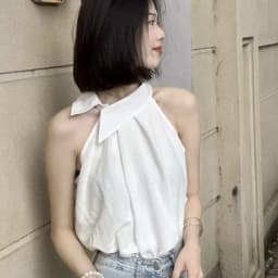 Elegant Halter Sleeveless Summer Top Women Casual Off shoulder T shirt Daily Outdoor Korean Chic Cropped Tank Top Solid color