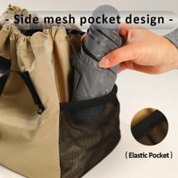 Canvas Drawstring Insulation Big Belly Gulp Lunch Bag with Side Mesh Pocket Wide Handle Design Storage Bags for Work Camping BBQ