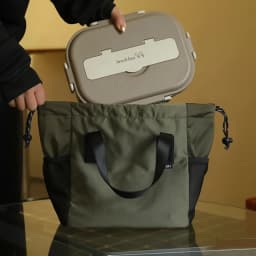 Canvas Drawstring Insulation Big Belly Gulp Lunch Bag with Side Mesh Pocket Wide Handle Design Storage Bags for Work Camping BBQ