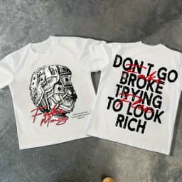American New Neutral Fly Rich Graphic T-shirt Printed Men's and Women's Y2K Summer Short-sleeved Oversized T-shirt Street Top