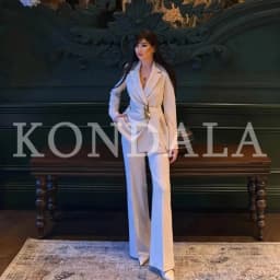 KONDALA 2026 Spring Summer Women Elegant White Suits Fashion Ladies Formal Suits Vacation Outfits Casual Office Lady Suits