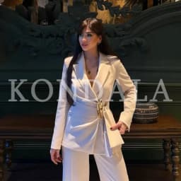 KONDALA 2026 Spring Summer Women Elegant White Suits Fashion Ladies Formal Suits Vacation Outfits Casual Office Lady Suits