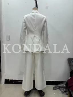 KONDALA 2026 Spring Summer Women Elegant White Suits Fashion Ladies Formal Suits Vacation Outfits Casual Office Lady Suits