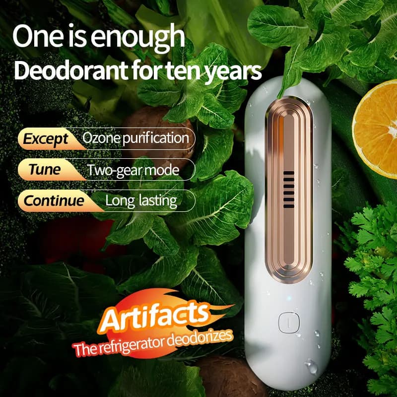 (Double-Click to Turn On, Long-Press to Turn Off) Refrigerator Deodorizer, USB Rechargeable Air Purifier, Pet Purifier, Household Wardrobe and Shoe Cabinet Deodorizer, Odor Eliminator, Suitable for Home Use and Travel