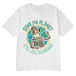 Funny Save The Planet Kill All Humans Robot Graphic Print T Shirt Women Fashion Summer Short Sleeve T-shirt Clothing streetwear