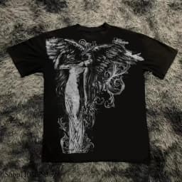 Classic Y2K Gothic Style High Street T-shirt Print Oversized T Shirt Harajuku Round Neck Cotton Tops 2026 Summer Men Women Tops