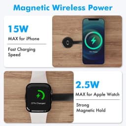 2 in 1 Wireless Charging Station Fast Magnetic Foldable Travel Charger Station for iPhone 16 15 14 Pro Apple Watch Airpods