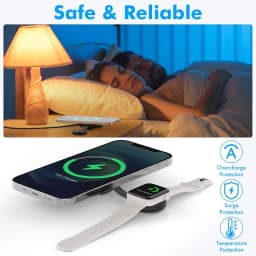 2 in 1 Wireless Charging Station Fast Magnetic Foldable Travel Charger Station for iPhone 16 15 14 Pro Apple Watch Airpods