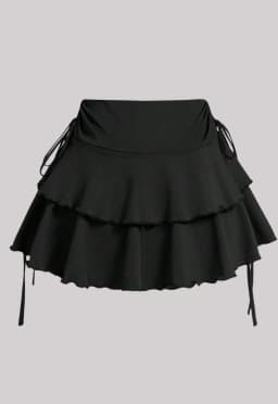Plus Size Women's Ruffled Mini Skirt High Waist Tiered Layered Drawstring Casual Skirt