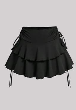 Plus Size Women's Ruffled Mini Skirt High Waist Tiered Layered Drawstring Casual Skirt
