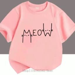 Cute Funny Cat Graphic Print Children T-shirts Summer Cartoon Fashion Casual Tops for Girls Boys O-Neck Short Sleeve T-shirts
