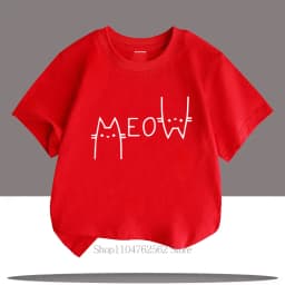 Cute Funny Cat Graphic Print Children T-shirts Summer Cartoon Fashion Casual Tops for Girls Boys O-Neck Short Sleeve T-shirts