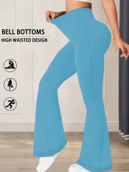 Ladies High-Rise Flared Yoga Trousers with Leg Bottom. Perfect for Yoga or Casual.