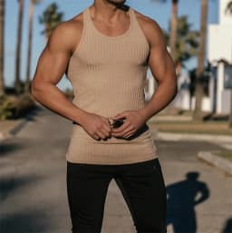 Summer Men's Bodybuilding Vest Gym Workout Fitness Sleeveless Shirt Running Tank Top Stringer Stripe Men Vest Men Tanks