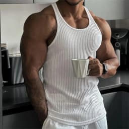 Summer Men's Bodybuilding Vest Gym Workout Fitness Sleeveless Shirt Running Tank Top Stringer Stripe Men Vest Men Tanks