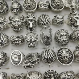  10/20/30/50Pieces Vintage Punk Animal Rings Set For Women Men Mix Style Retro Gothic Hip Hop Lion Elephant Jewelry Party Gifts