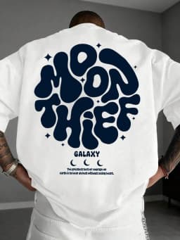 New 2026 Summer Zrgoth Men's Casual Versatile Minimalist Moon Thief Print Short Sleeve T-Shirt