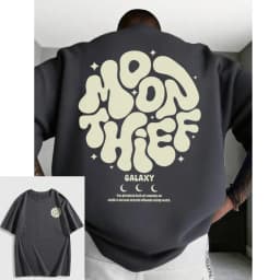 New 2026 Summer Zrgoth Men's Casual Versatile Minimalist Moon Thief Print Short Sleeve T-Shirt
