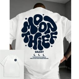 New 2026 Summer Zrgoth Men's Casual Versatile Minimalist Moon Thief Print Short Sleeve T-Shirt