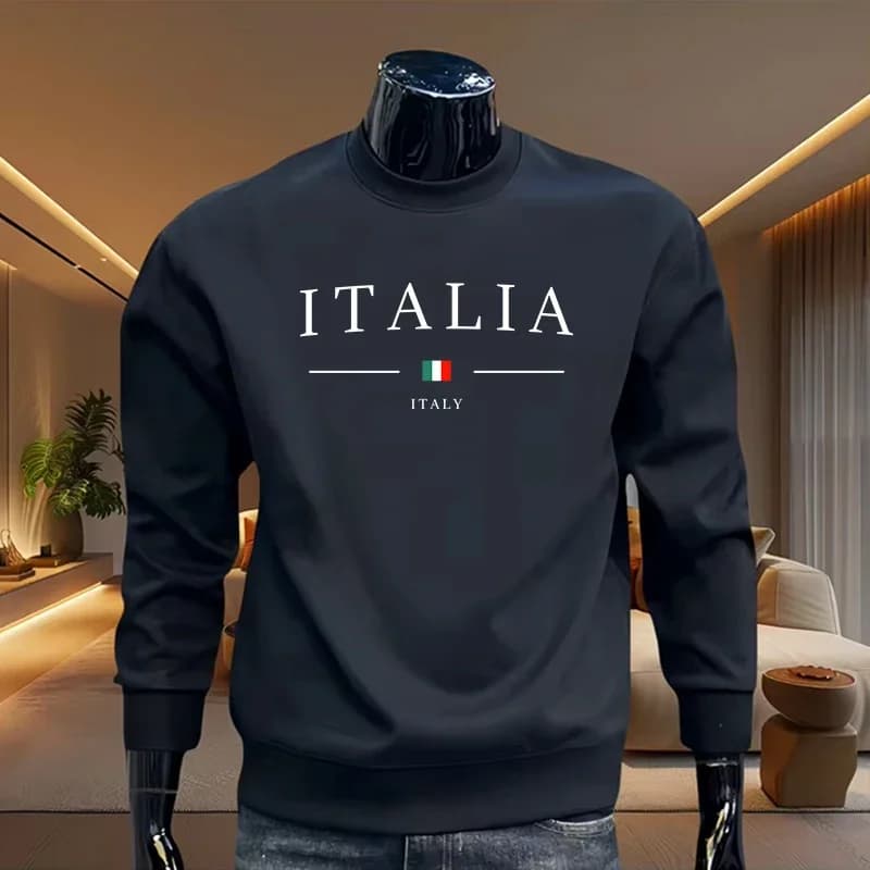 Male Home Outdoor Comfort Warm Pullover ITALY Fashion Men's Sweatshirt Spring Autumn Daily Casual Fashion Long Sleeve T-shirt