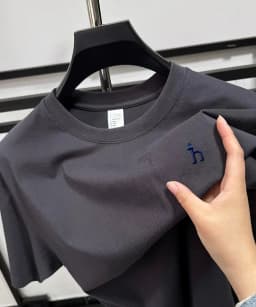100% pure cotton short sleeve summer cartoon dog embroidered men's T-shirt luxury brand fashion casual breathable round neck top