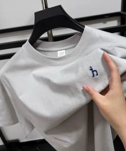 100% pure cotton short sleeve summer cartoon dog embroidered men's T-shirt luxury brand fashion casual breathable round neck top