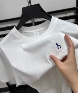 100% pure cotton short sleeve summer cartoon dog embroidered men's T-shirt luxury brand fashion casual breathable round neck top
