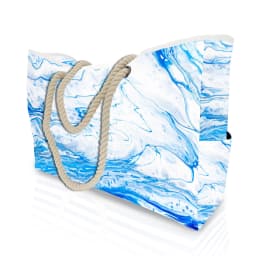 Waterproof Striped Zipper Outer Bag for Outdoor Travel Vacation Sand Resistant Canvas Convenient Folding Beach Bag 