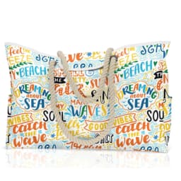 Waterproof Striped Zipper Outer Bag for Outdoor Travel Vacation Sand Resistant Canvas Convenient Folding Beach Bag 