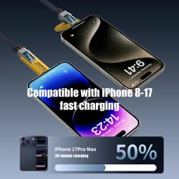 4-in-1 240W USB C Cable with Digital Display 3A Multi Charge Cable USB A to Type C/Lightning Port For iPhone 17 16 ipad Samsung
