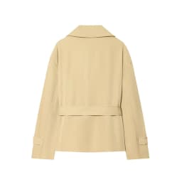 Nlzgmsj 2026 Spring French Style Women Cropped Trench Coat Double Breasted Belted Lapel Collar Long Sleeve Elegant Windbreaker