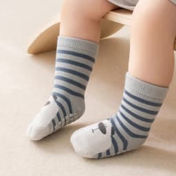 5 Pairs Striped Anti-Slip Baby Floor Socks, Children's Cartoon Animal Mid-Calf Socks, Suitable for All Seasons to Wear