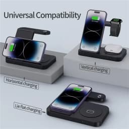 Travel 4 in 1 Wireless Charger Dock Foldable Charge For iPhone 17~12 Pro Max iWatch 11~2 SE AirPods Pro or For Samsung S25 S24