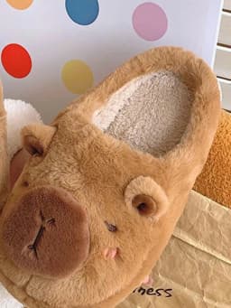 Couple Style Capybara Plush Slippers, Winter Fleece Lined Warm Anti-Slip Soft Sole Home Unisex Indoor Slides