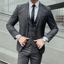 Solid Color Suit Men's Fashionable Gentleman Business Banquet Korean-style Formal Dress Casual Wedding (Blazer+Vest+Trousers)