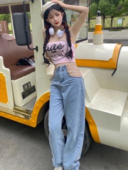 2026 Summer Fashion New Girl Sweet Mini Tank Top Spicy Girl Chain Neck Hanging Pink Female Trendy Cool Short Outerwear Top