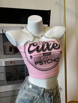 2026 Summer Fashion New Girl Sweet Mini Tank Top Spicy Girl Chain Neck Hanging Pink Female Trendy Cool Short Outerwear Top