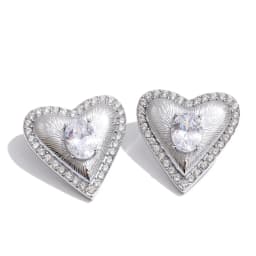 Yhpup High Quality Stainless Steel Cubic Zirconia Heart Love Stud Earrings Valentine's Day Gift Delicate Charm Aesthetic Jewelry