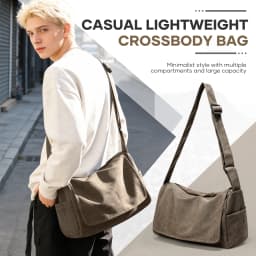 Vintage Men's Shoulder Bag Messenger Bag Canvas Bag, Multiple Pocket Work Bag, Laptop Bag, Student Bag, College Bag for Daily