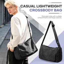 Vintage Men's Shoulder Bag Messenger Bag Canvas Bag, Multiple Pocket Work Bag, Laptop Bag, Student Bag, College Bag for Daily